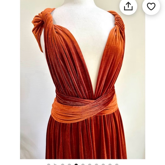 Never worn multi-wear velvet rust orange bridesmaid dres - Picture 2 of 2
